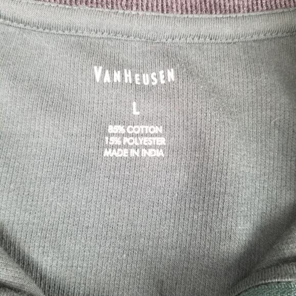 Van Heusen Green Gray 1/4 Zip Knit Men's Pull Over Knit Sweater Large - Picture 3 of 4